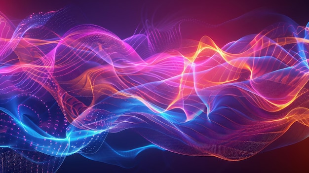 A vibrant colorful background with swirling smoke motion of rainbow light
