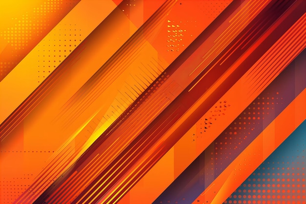 a vibrant orange gradient background with diagonal geometric patterns