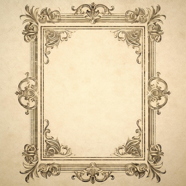 a vintage ornate frame with ornate lines on an aged background in the style of leaf and flower patterns