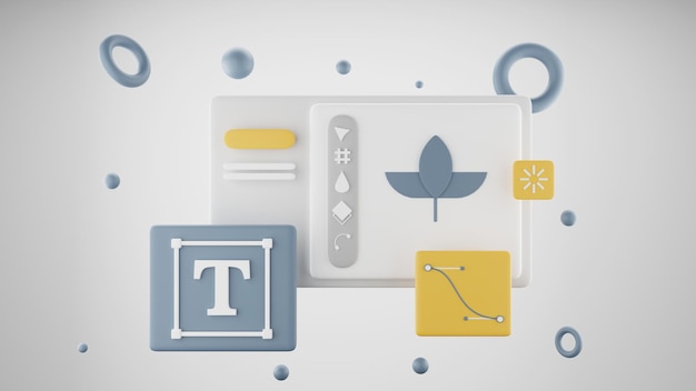 a white and yellow icon with a blue and yellow icon