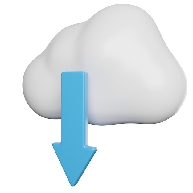 a white cloud with a blue arrow pointing up