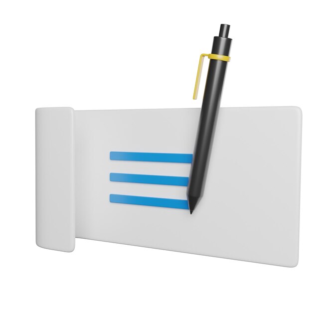 a white piece of paper with a yellow pen on it