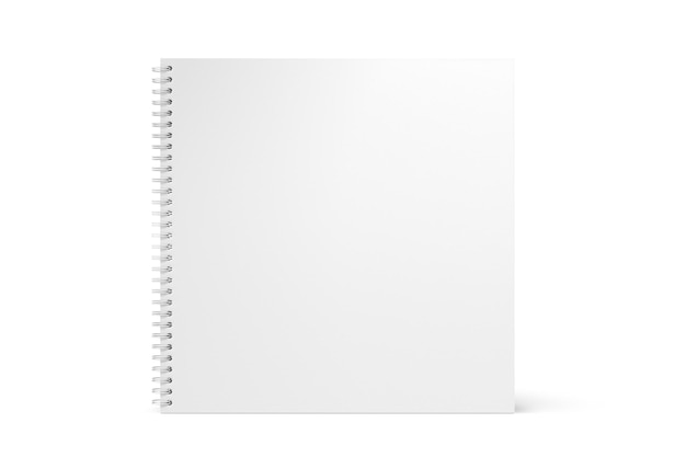 A white spiral notebook with a blank page.