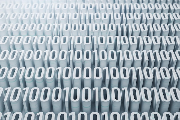 Abstract 10 white coding backdrop Technology and programming concept 3D Rendering