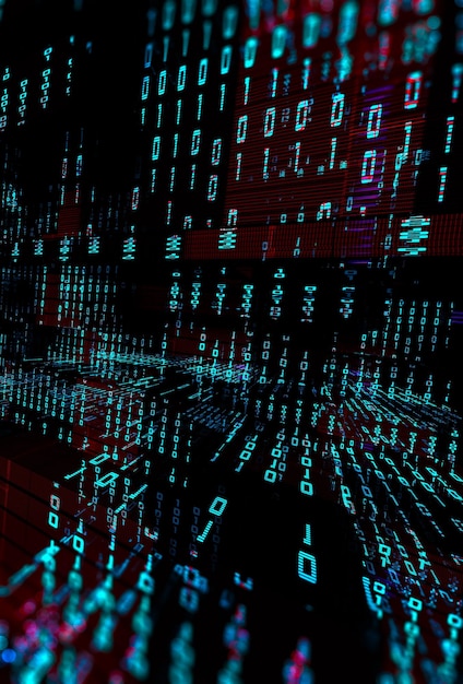 Abstract 3d background.Binary Language.Matrix concept and binary code.