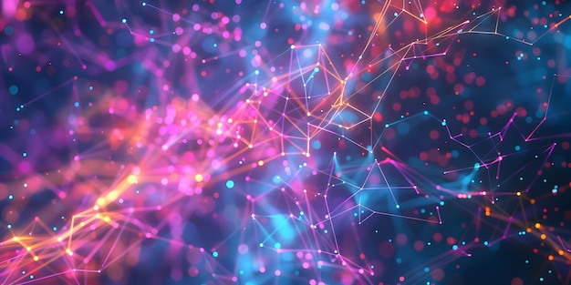 Abstract 3D Background with Neon Lights and Bokeh