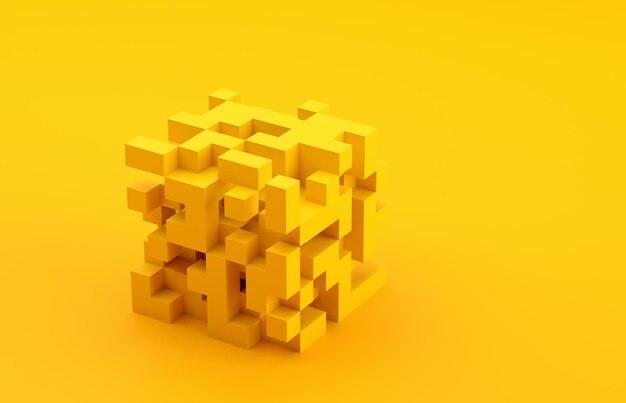 abstract 3d render yellow geometric background design with cubes