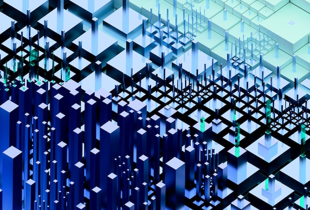 Abstract art background with surreal small and big cubes