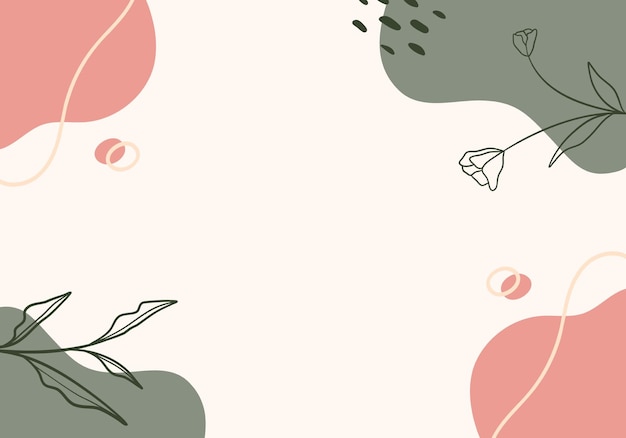Abstract background featuring fluid shapes and botanical line art elements