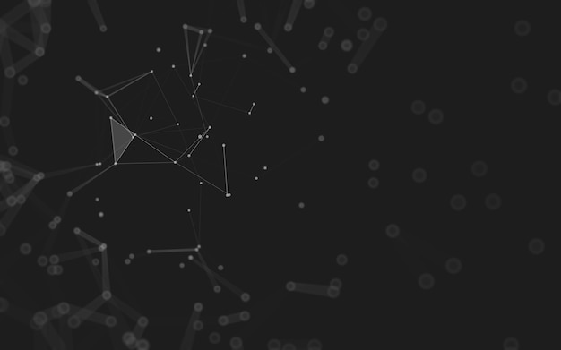 Abstract background. Molecules technology with polygonal shapes, connecting dots and lines. Connection structure. Big data visualization.