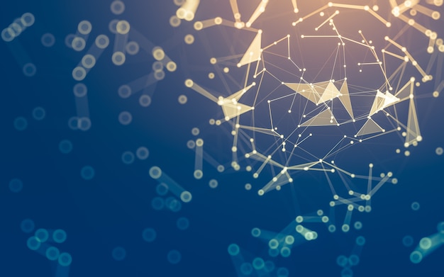 Abstract background. Molecules technology with polygonal shapes, connecting dots and lines. Connection structure. Big data visualization.
