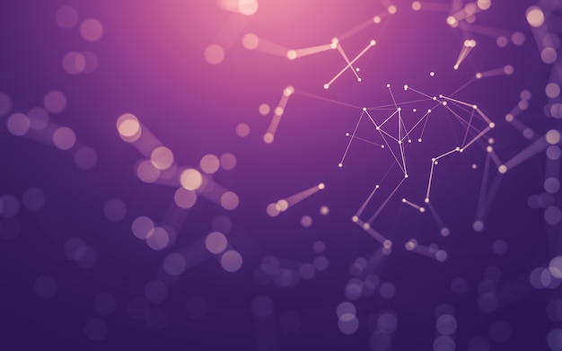 Abstract background. Molecules technology with polygonal shapes, connecting dots and lines. Connection structure. Big data visualization.