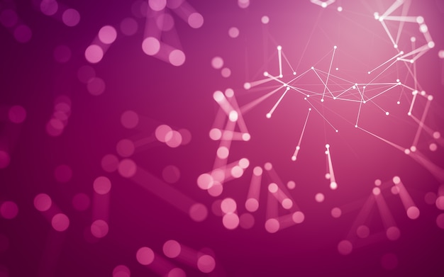 Abstract background. Molecules technology with polygonal shapes, connecting dots and lines. Connection structure. Big data visualization.