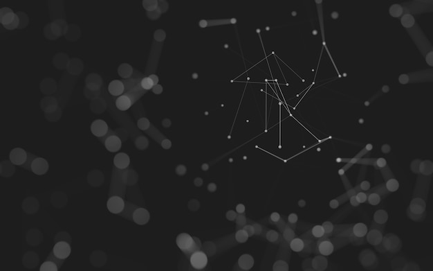 Abstract background. Molecules technology with polygonal shapes, connecting dots and lines. Connection structure. Big data visualization.