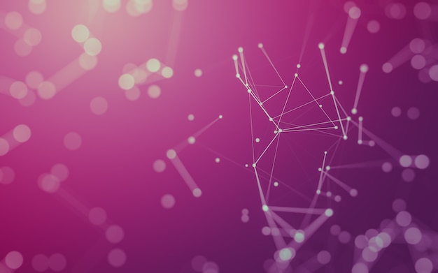 Abstract background. Molecules technology with polygonal shapes, connecting dots and lines. Connection structure. Big data visualization.