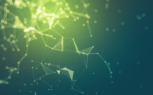 Abstract background. Molecules technology with polygonal shapes, connecting dots and lines. 