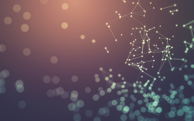 Abstract background. Molecules technology with polygonal shapes, connecting dots and lines.
