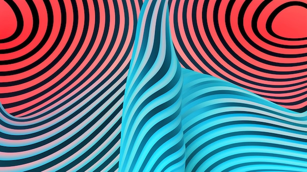 abstract background with blue and red waves
