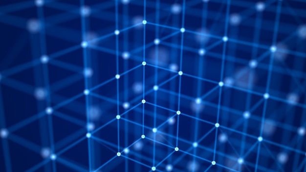 abstract background with cube. 3d rendering. technology shape with lines and dots. futuristic concep