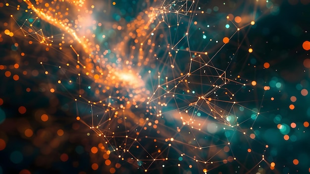 abstract background with glowing lines and bokeh