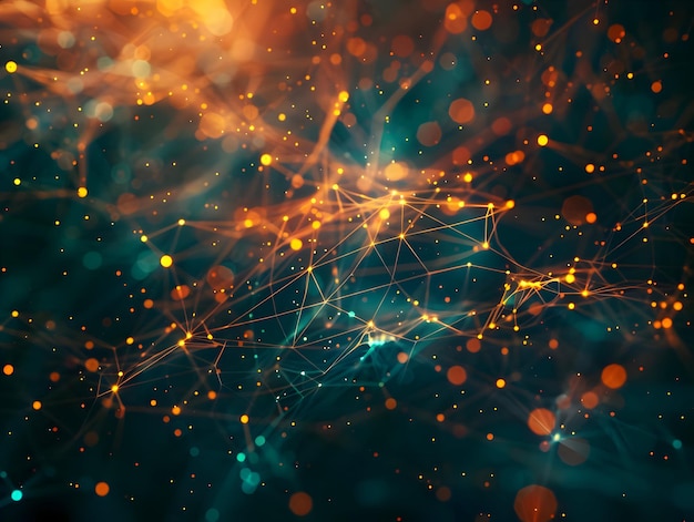 Abstract Background with Glowing Orange and Teal Lights