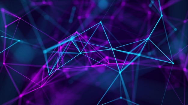 Abstract background with moving dots and lines Network connection structure Futuristic illustration Digital technology design 3d rendering