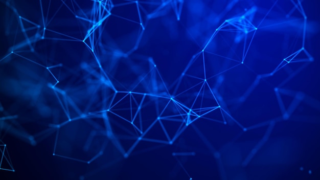 abstract background with moving dots and lines network connection structure futuristic illustration digital technology design 3d rendering