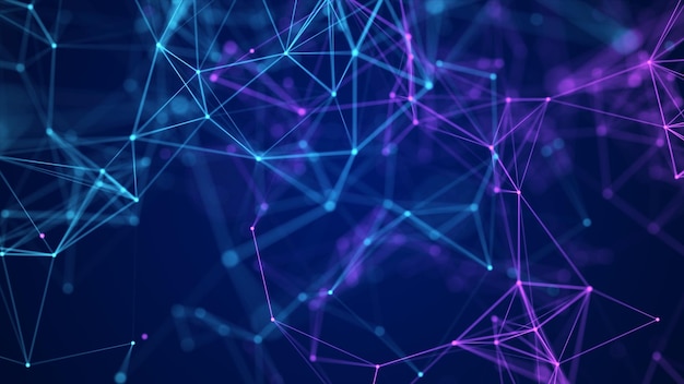 abstract background with moving dots and lines network connection structure futuristic illustration digital technology design 3d rendering