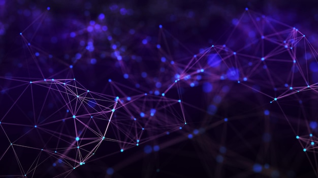 Abstract background with moving dots and lines Network connection structure Futuristic illustration Digital technology design 3d rendering