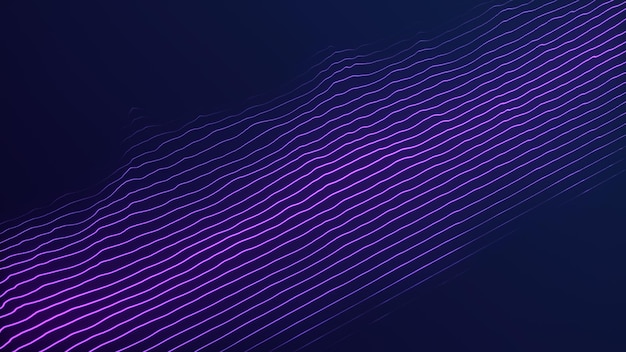 abstract background with purple dynamic wave visualization of the data flow an active musical wave visualization of big data 3d rendering
