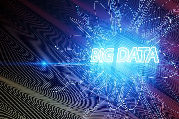 abstract big data visualization with electric blue light streams on a dynamic background data science concept 3d rendering