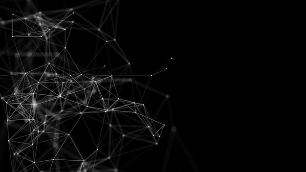 abstract black and white background with moving lines and dots the concept of big data network connection internet connection worldwide 3d rendering