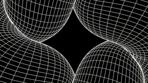 Abstract black rhombus with chequered fibers around on a black background seamless loop design