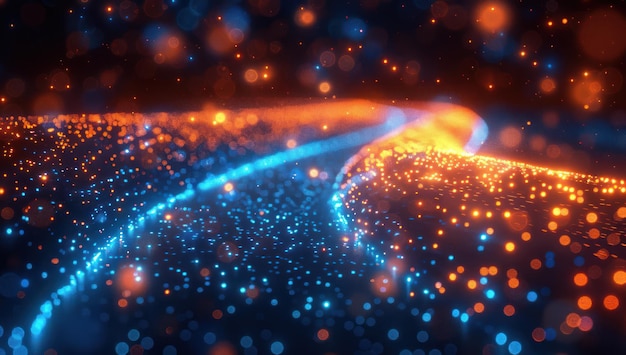 Abstract Blue and Orange Lights on Black Background