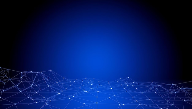 Abstract blue background with connected lines and dots
