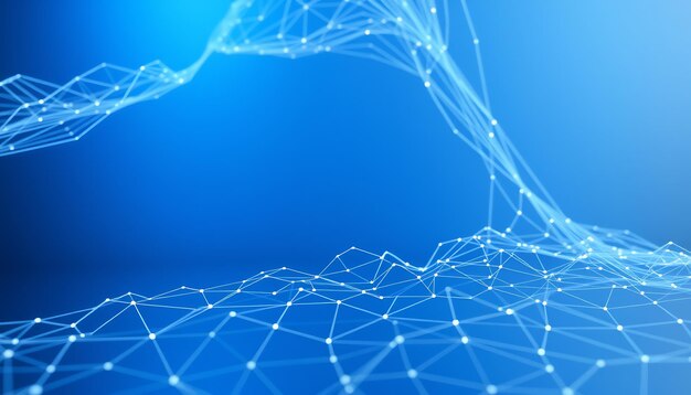 Abstract blue background with connected lines and dots