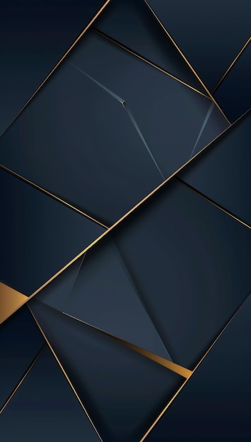 Abstract blue background with golden geometric shapes and lines
