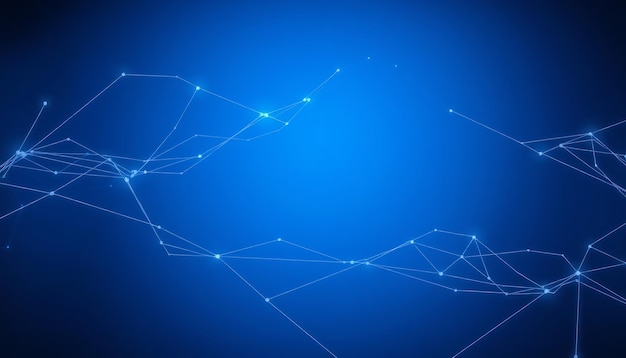 Abstract blue background with white connected dots and lines
