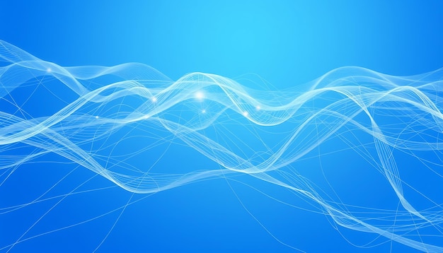 abstract blue background with white glowing waves
