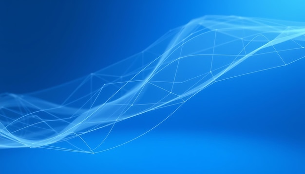 Abstract blue background with white lines forming a wave shape