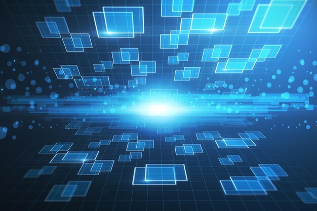 Abstract blue digital backdrop 3D Rendering