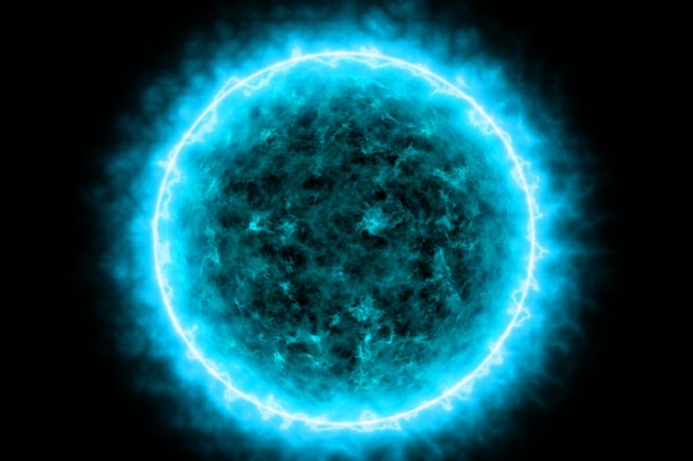 Abstract blue glowing energy sphere with intricate patterns animated