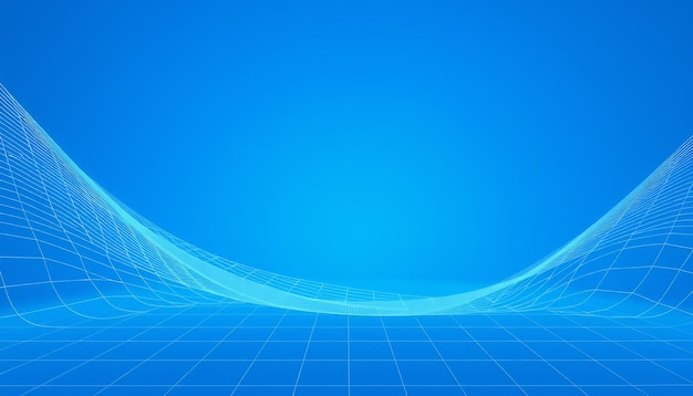 Abstract blue grid background with a wavy line in the middle