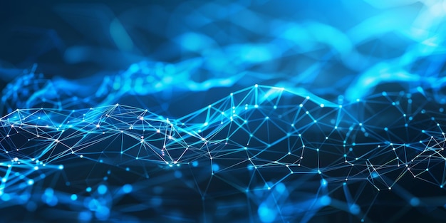 Abstract blue tech background with digital waves lines