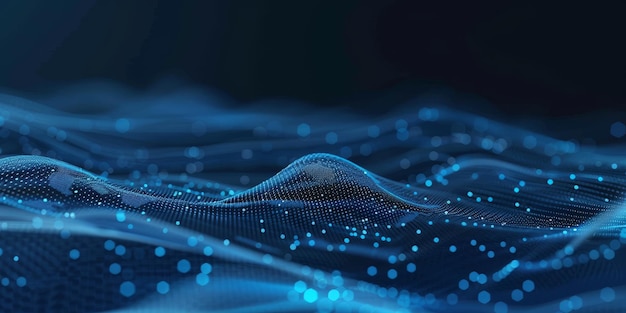 Abstract blue tech background with digital waves lines