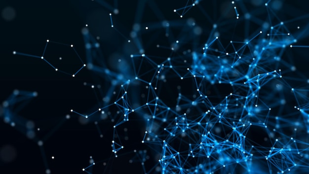 Abstract composition with connecting dots and lines Plexus effect Digital data visualization 3D rendering Technology network background