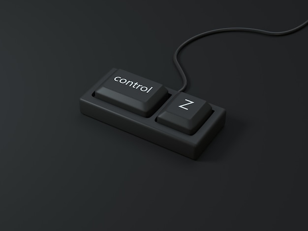abstract computer keyboard control and z button black scene 3d rendering