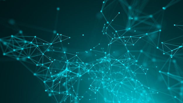Abstract connection dots Technology background Digital drawing blue theme Network concept
