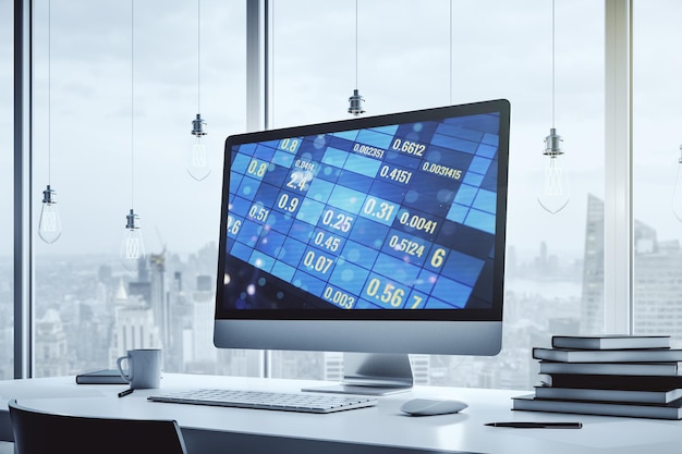 abstract creative stats data concept on modern laptop screen 3d rendering