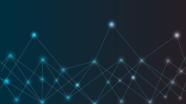 Abstract cyan color technology background network connection and glowing cyan color particles